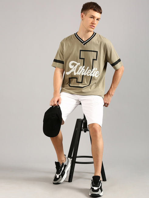 Olive Printed Oversized T-Shirt